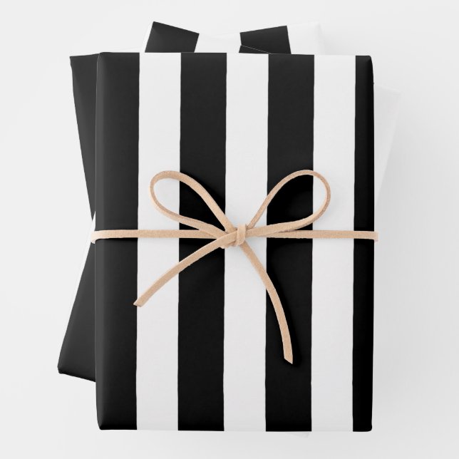 Black and White Stripes  Wrapping Paper Sheets (In situ)