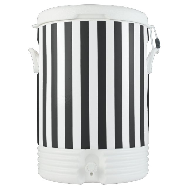 Black and White Striping Beverage Cooler (Front)