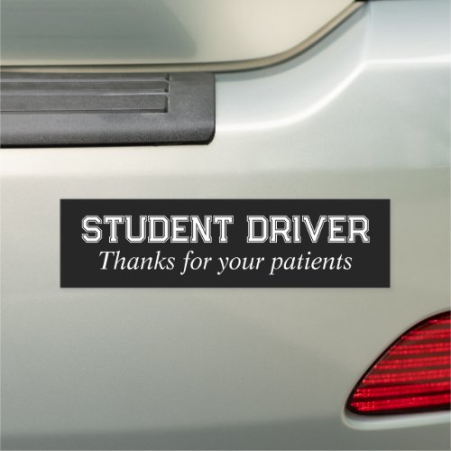 Black and White Student Driver Car Magnet
