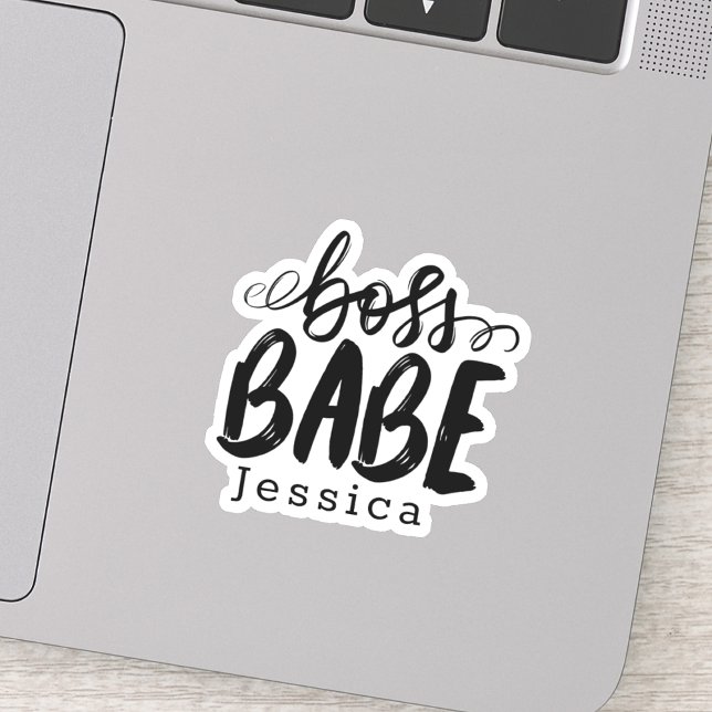 Black and White Stylish Boss Babe Monogram Sticker (Creator Uploaded)