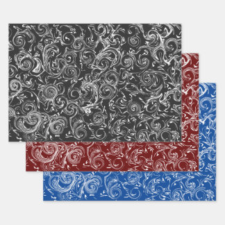 Black and White Stylish Cloth Elegant White Stroke Wrapping Paper Sheets