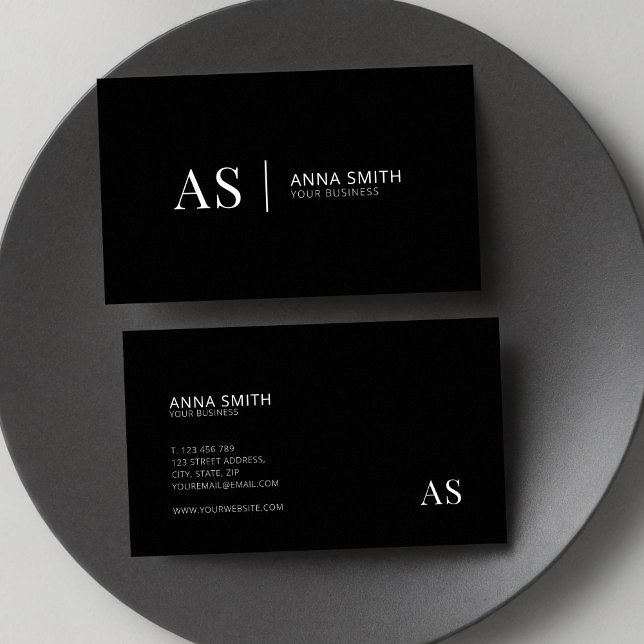 Black and White Stylish Monogram Modern Business Card (Creator Uploaded)