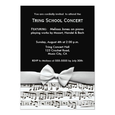 elegant girly music recital invitation zazzle com
