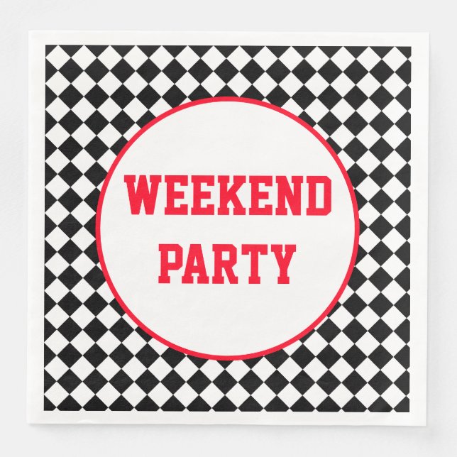 Black And White Stylish Paper Dinner Napkins (Front)