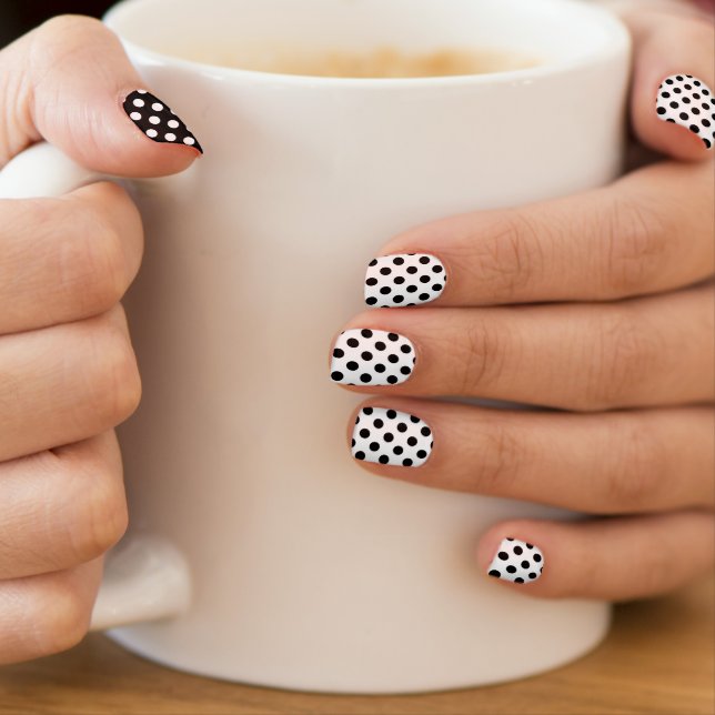 Black And White Stylish Polka Dots Pattern Minx Nail Art (Insitu - Mug)