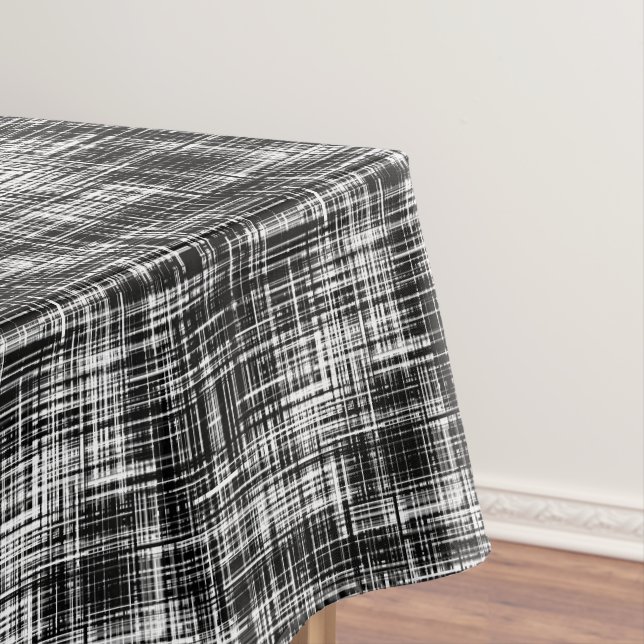 Black and White Stylish Trendy Striped Pattern Tablecloth (In Situ)