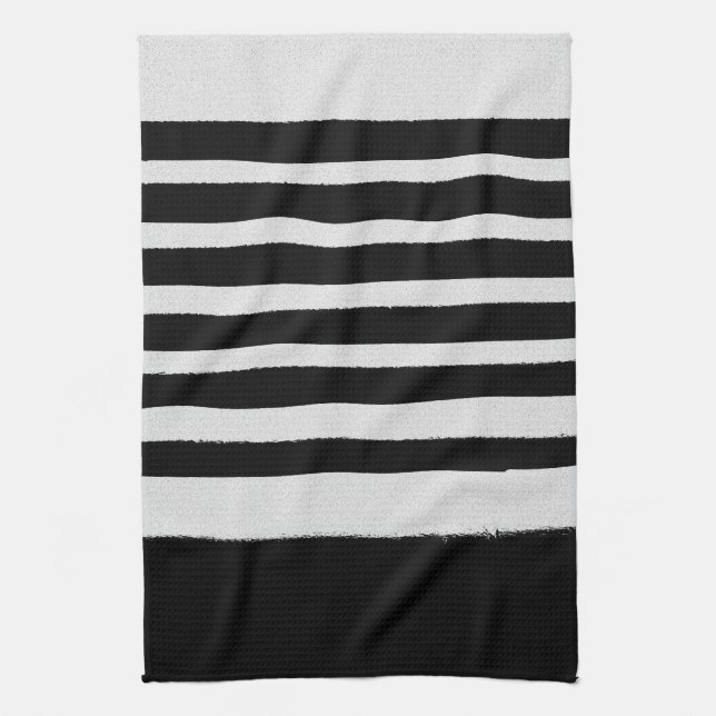 Black and White Stylish Trendy Striped Pattern Towel (Vertical)