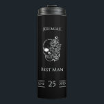 Black and white Stylish Wedding Best Man Gift Thermal Tumbler<br><div class="desc">Make a memorable gift to your best man with this stylish black and white rockabilly and gothic wedding best man thermal tumbler! This modern black and white tumbler features skull, lettering other gothic elements, making it perfect for those who want to add a rock and roll twist to their big...</div>