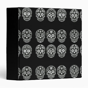 Black and White Sugar Skull 3 Ring Binder
