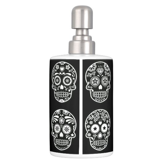 Black and White Sugar Skull Bath Set (Back)