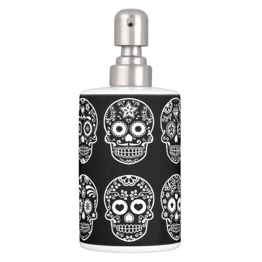 Black and White Sugar Skull Bath Set (Front)