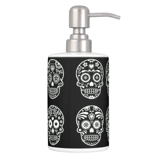 Black and White Sugar Skull Bath Set (Right)