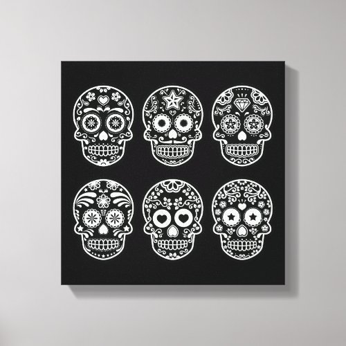 Black and White Sugar Skull Canvas Print