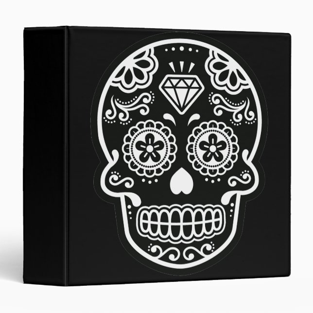 Black and White Sugar Skull Diamond Binder (Front/Spine)