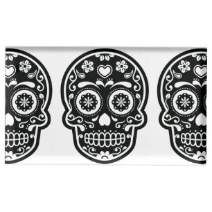 Black and White Sugar Skull Heart Place Card Holder