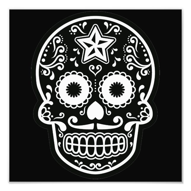 Black and White Sugar Skull Star Photo Print (Front)