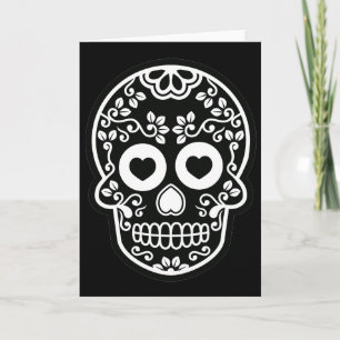 Black and White Sugar Skull Vine Greeting Card