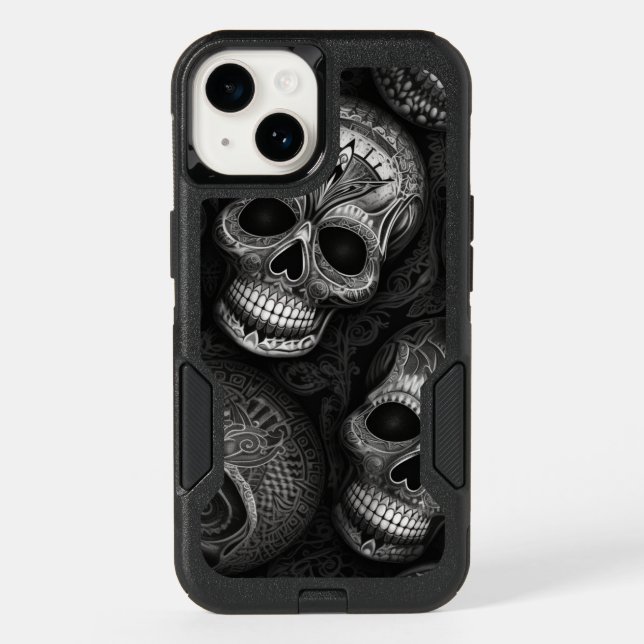  Black and White Sugar Skulls Otterbox iPhone Case (Back)