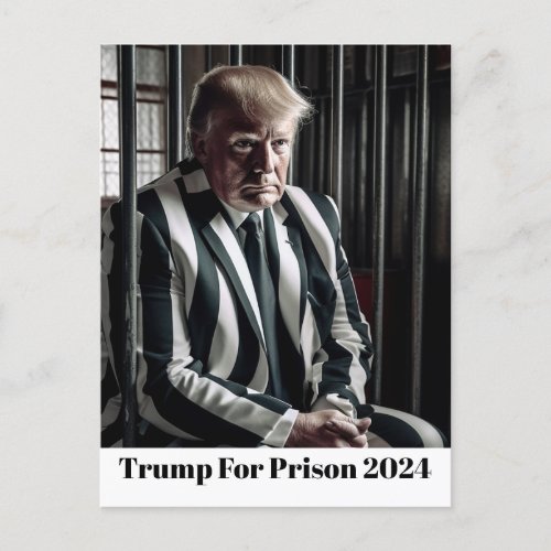 Black and White Suit Trump For Prison 2024 Postcard