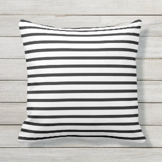 Black and White Summer Stripes Outdoor Pillows