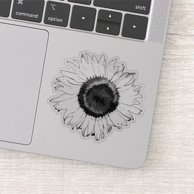 Black and White Sunflower Blossom Sticker (Detail)