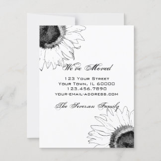 Black and White Sunflower Change of Address Announcement