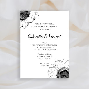 Black and White Sunflower Couples Wedding Shower Invitation