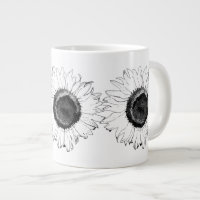 Black and White Sunflower Jumbo Mug
