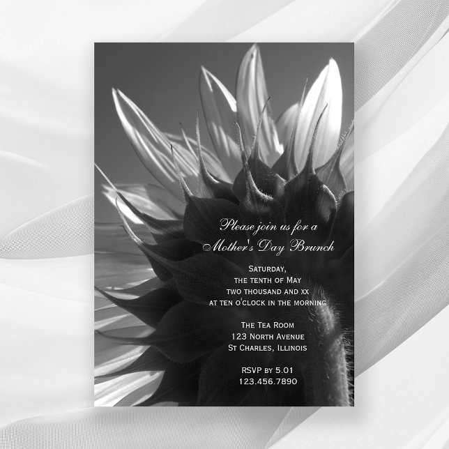Black and White Sunflower Mother's Day Brunch Invitation (Creator Uploaded)