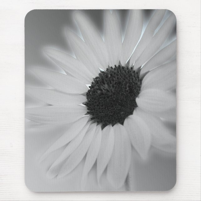 black and white sunflower mouse pad (Front)