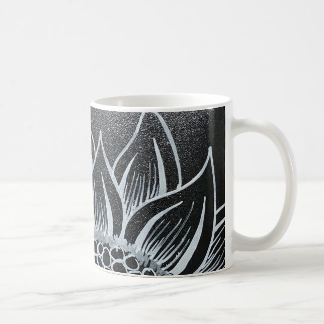 Black and White Sunflower Mug (Right)