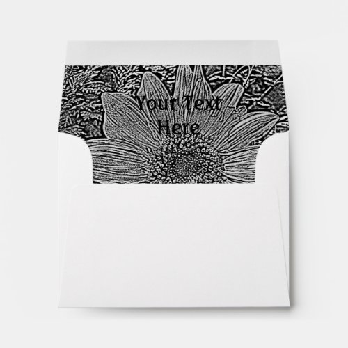 black and white sunflower original modern art envelope