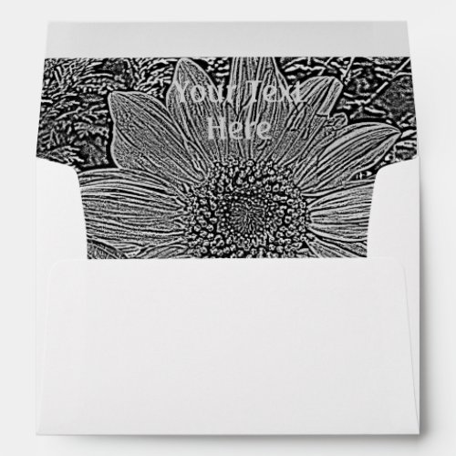 black and white sunflower original modern art envelope