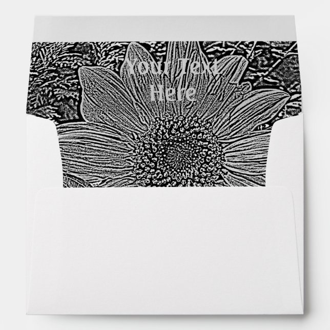 black and white sunflower original modern art envelope (Back (Bottom))