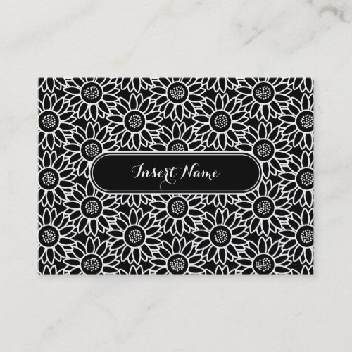 Black and White Sunflower Pattern Business Card