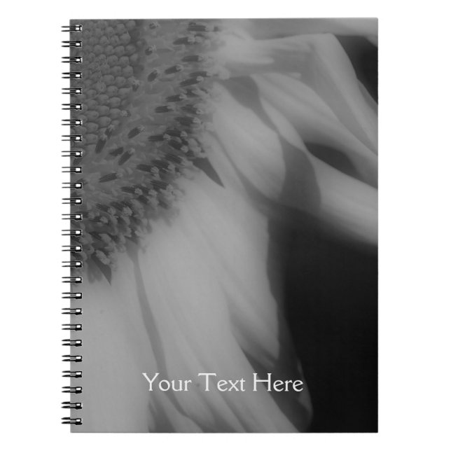 Black And White Sunflower Petals Notebook (Front)