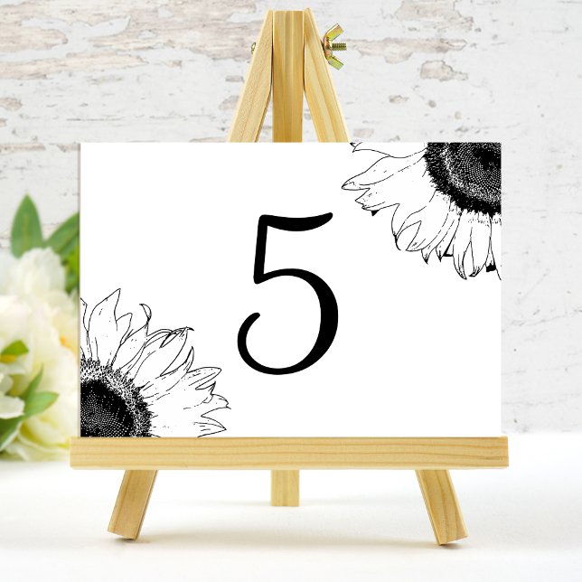 Black and White Sunflower Table Numbers (Creator Uploaded)