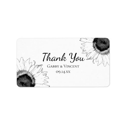 Black and White Sunflower Thank You Favor Tags