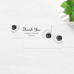 Black and White Sunflower Wedding Favor Tags