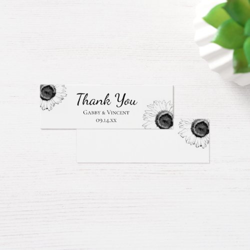 Black and White Sunflower Wedding Favor Tags