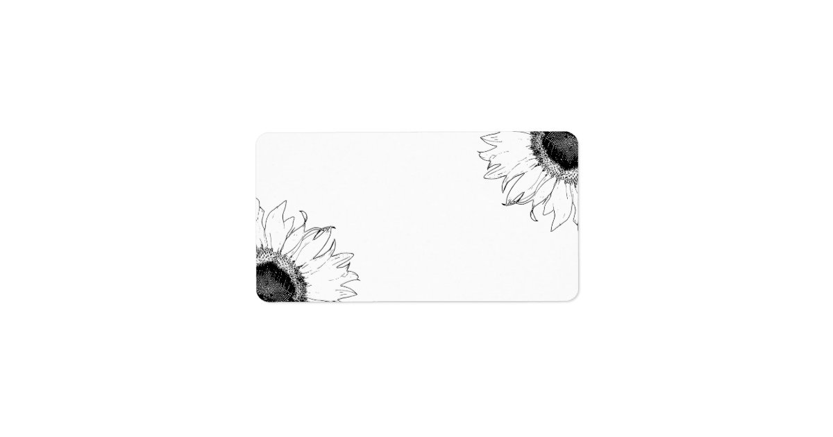Black and White Sunflowers Label Zazzle