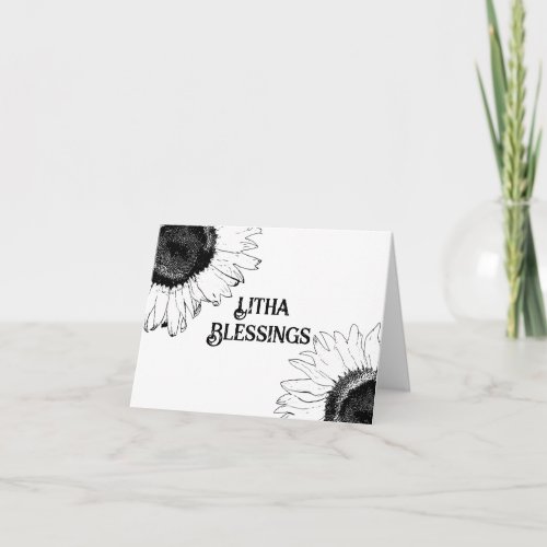 Black and White Sunflowers Litha Summer Solstice  Card