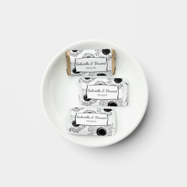 Black and White Sunflowers Wedding Favor (Plate)