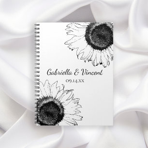 Black and White Sunflowers Wedding Guest Book