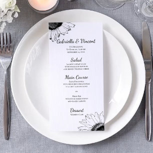 Black and White Sunflowers Wedding Menu