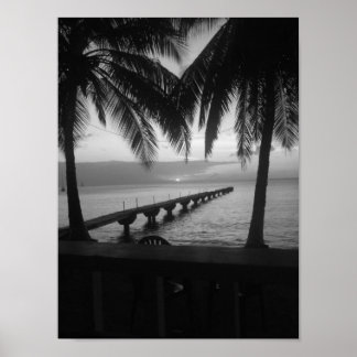Black and White Sunset in Dominica Poster