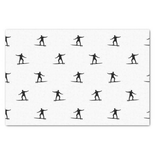 Black and White Surfing Motif Graphic Print Tissue Paper