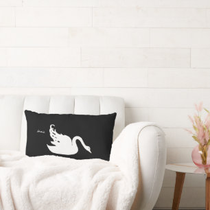 Black and White Swan Any Color Lumbar Pillow