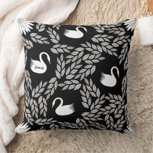 Black and White Swan Any Color Throw Pillow