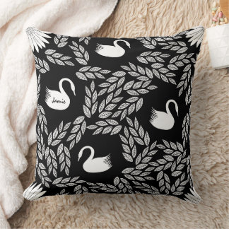 Black and White Swan Any Color Throw Pillow